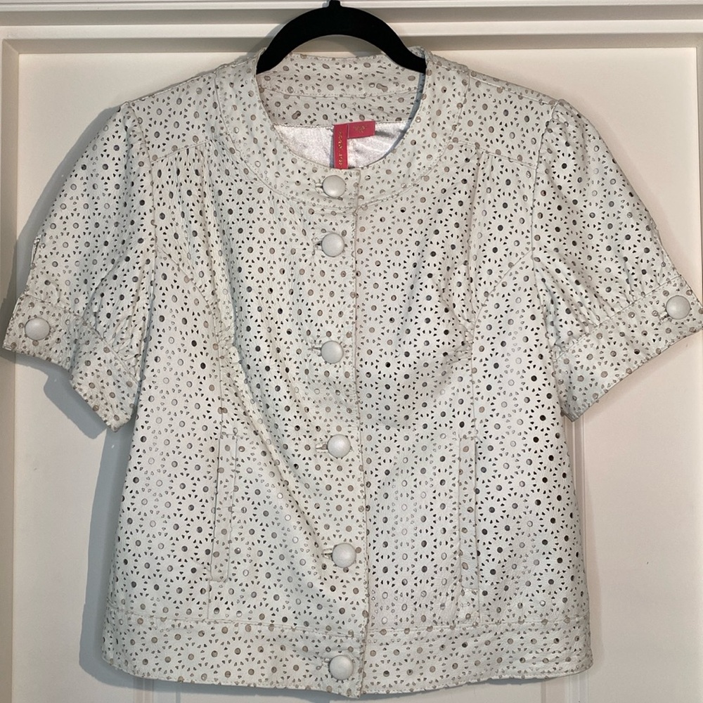 Eyelet shortsleeved Leather Jacket - M